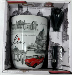 Porzellan Kaffeetasse mit Löffel