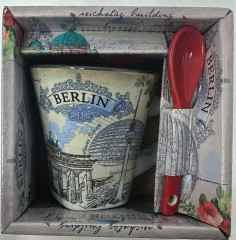Porzellan Espressotasse mit Löffel