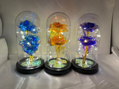 Glaskuppel LED-Lichter Kristallrose Blumen , bund farb