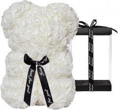 Rose Bär Rose Teddybär mit Ledlicht 26cm -weiss